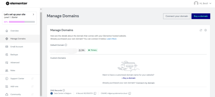 Elementor Manage Domains